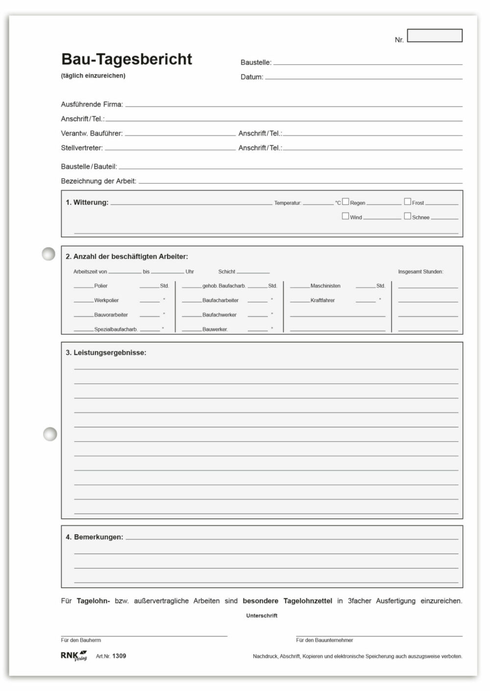 Bau-Tagesbericht - Block 3 x 40 Blatt – Bild 2