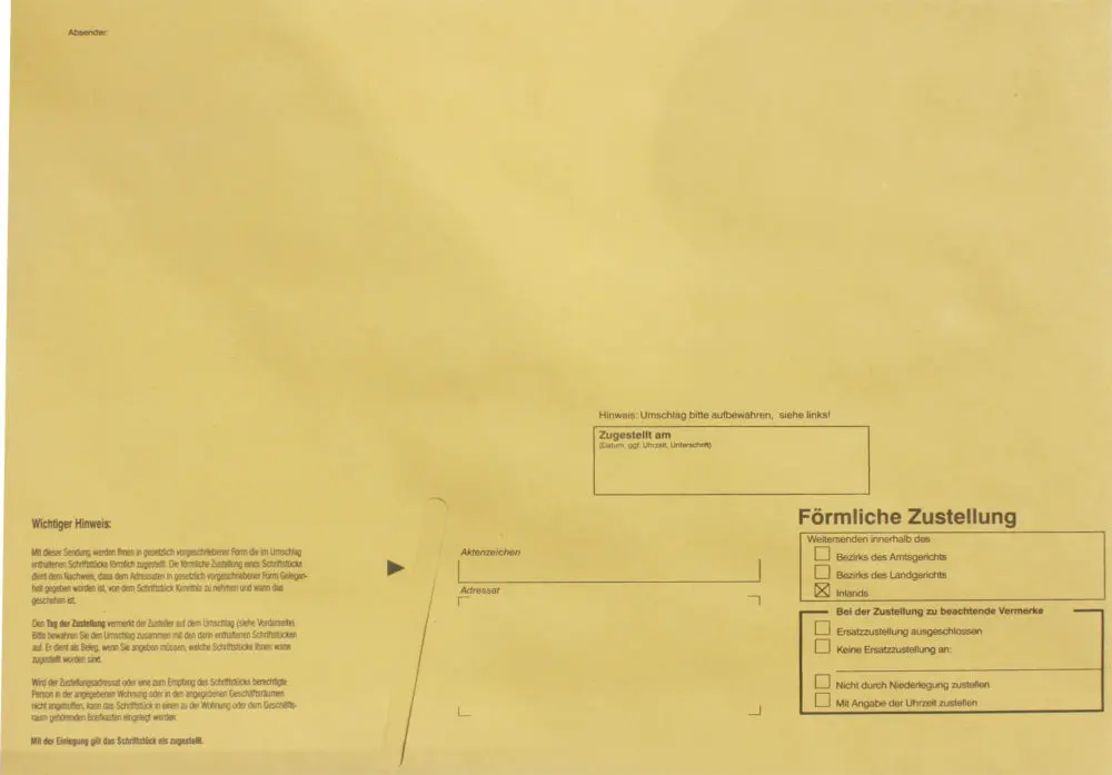50 Zustellungsumschläge Format DIN C4 - innerer Umschlag ohne Sichtfenster