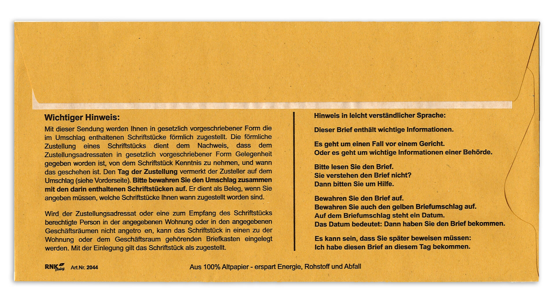 100 Zustellungsumschläge Format DIN Lang - innerer Umschlag mit Sichtfenster – Bild 2