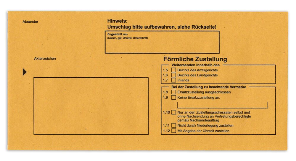 100 Zustellungsumschläge Format DIN Lang - innerer Umschlag ohne Sichtfenster