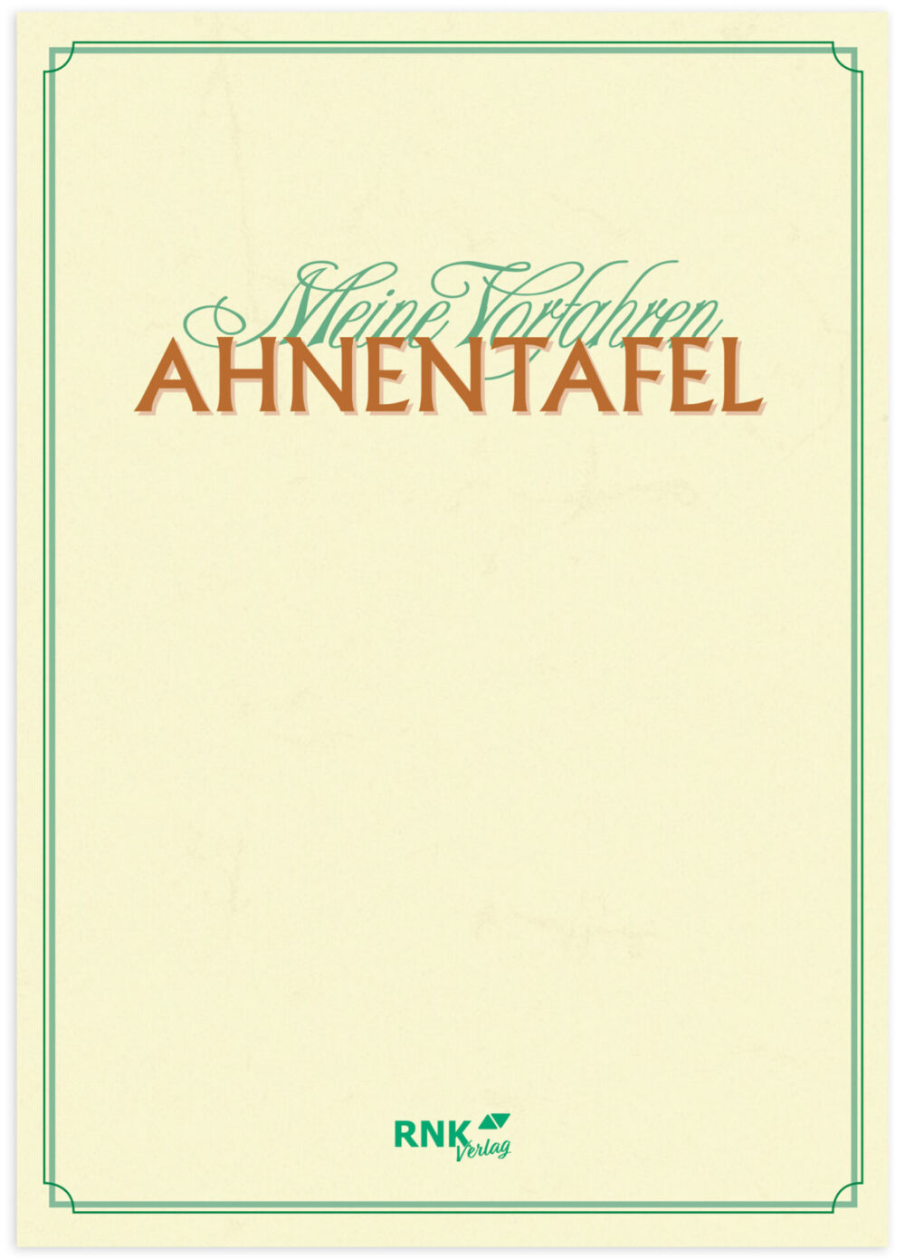 Frontansicht der Ahnentafel "Kleiner Baum" A4 im geschlossenen Zustand mit der Aufschrift "Meine Ahnentafel"