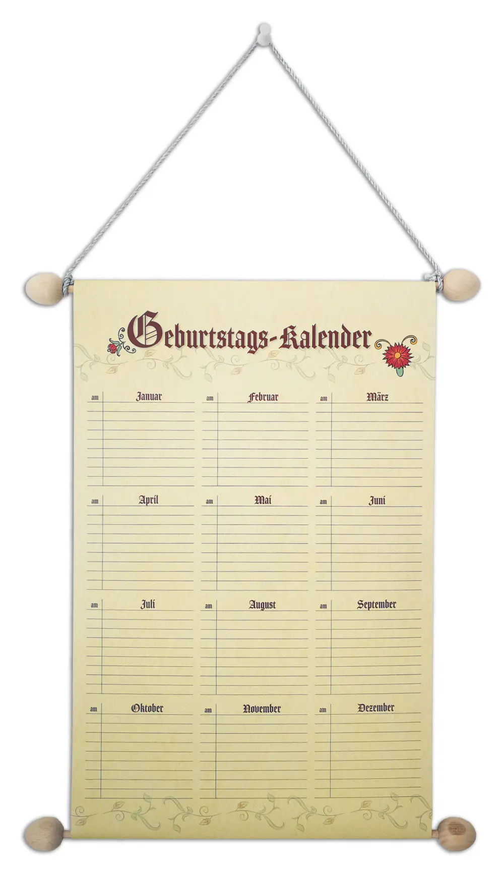 Geburtstagskalender im traditionellen Stil 230 x 300 mm