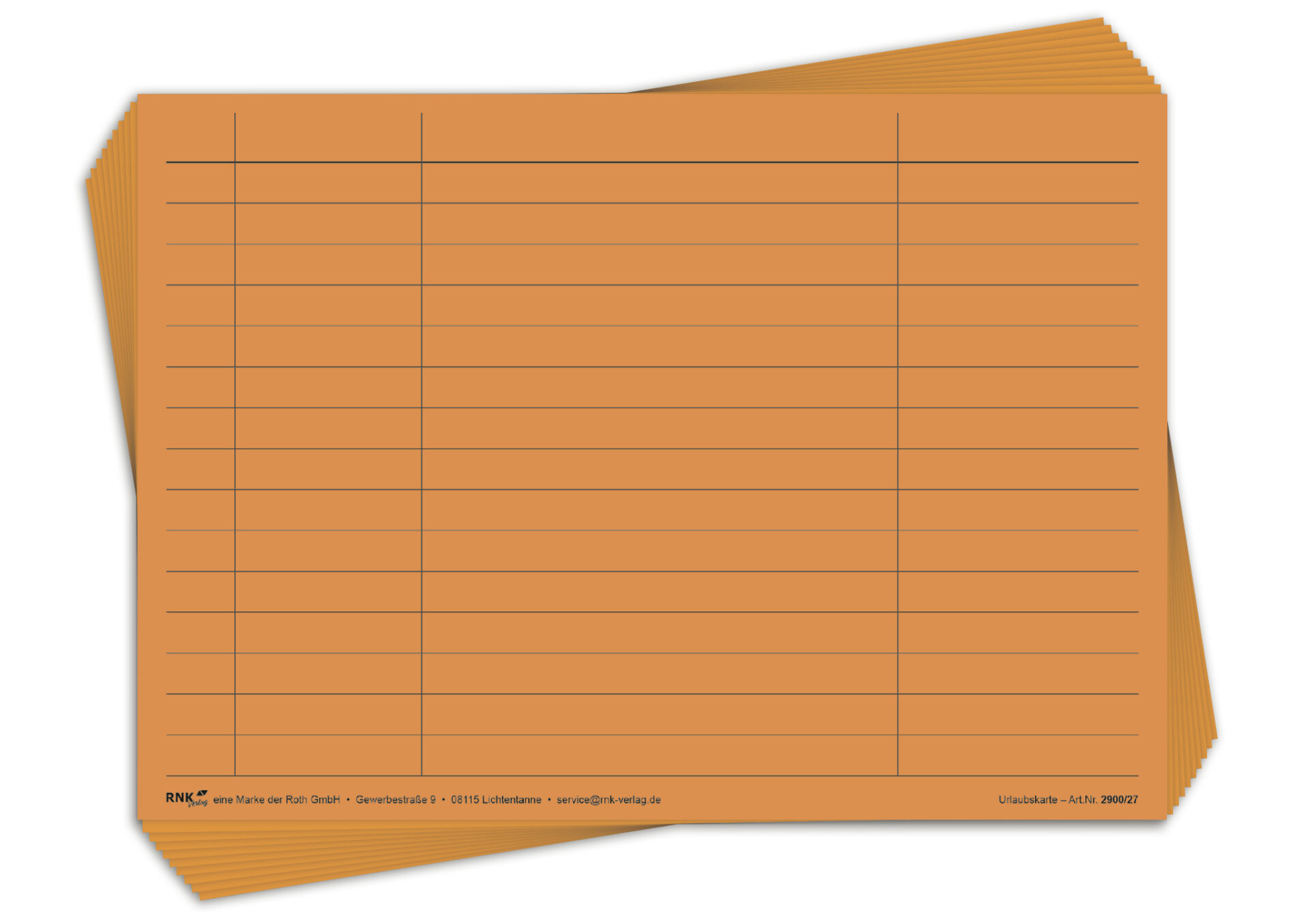 Urlaubs- und Fehltagekarten 2027 – grafisch, orange, 10 Stück – Bild 2