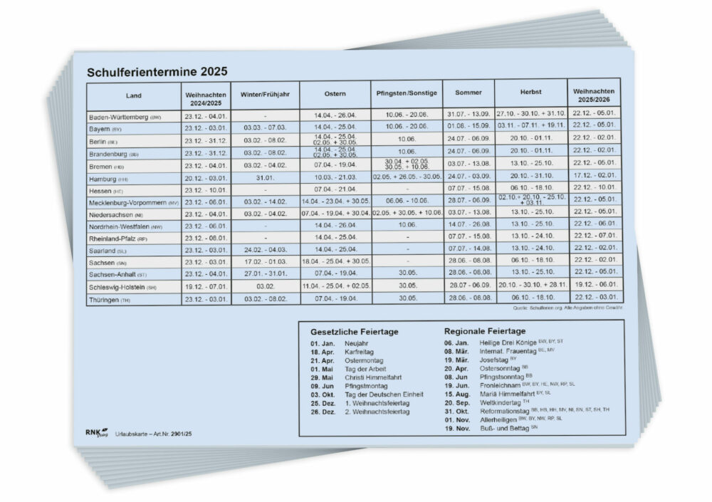 10 Urlaubs- und Fehltagekarten 2025 – Bild 2
