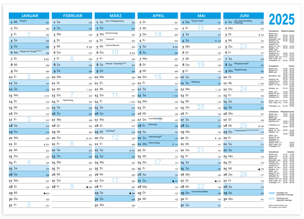 25 Tafelkalender 2025 DIN A5 quer