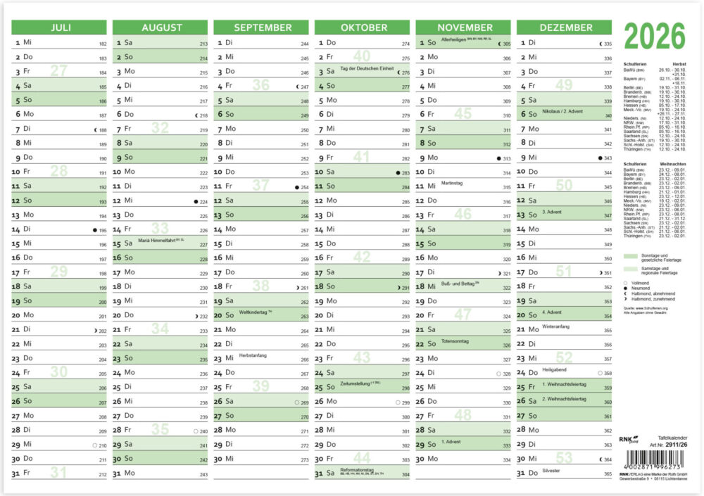25 Tafelkalender 2026 DIN A5 quer – Bild 2