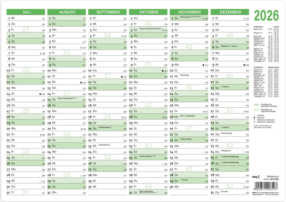 25 Tafelkalender 2026 DIN A4 quer – Bild 2