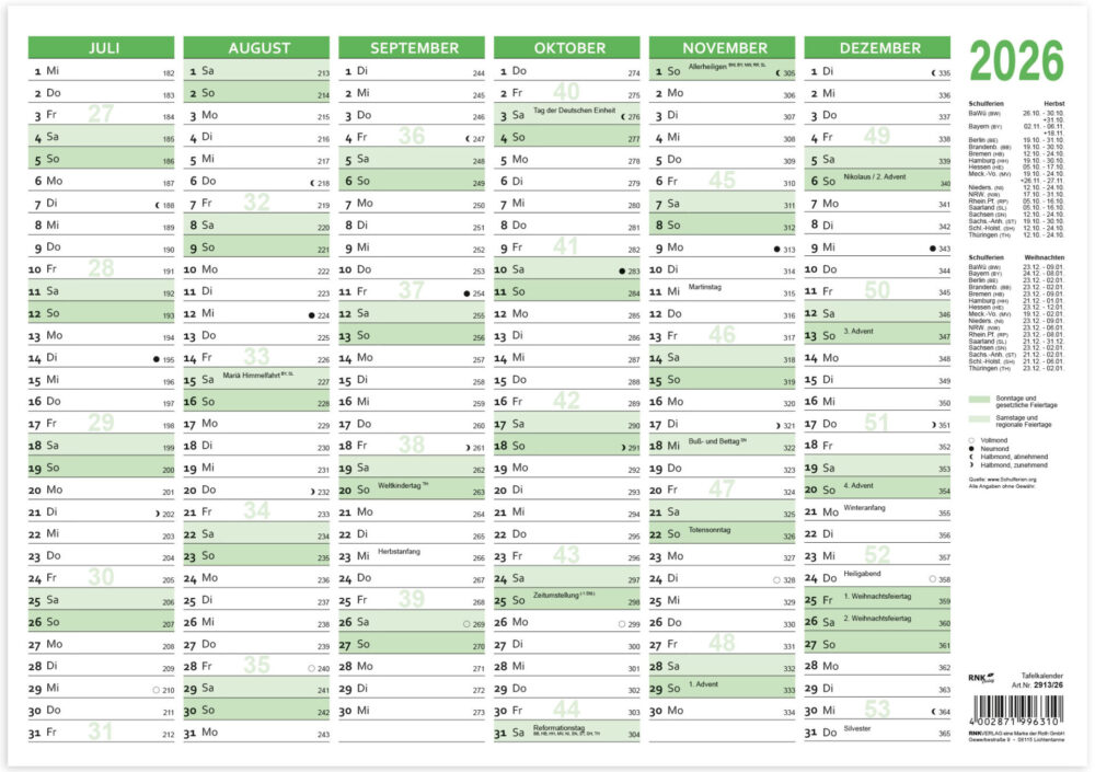 25 Tafelkalender 2026 DIN B4 quer – Bild 2