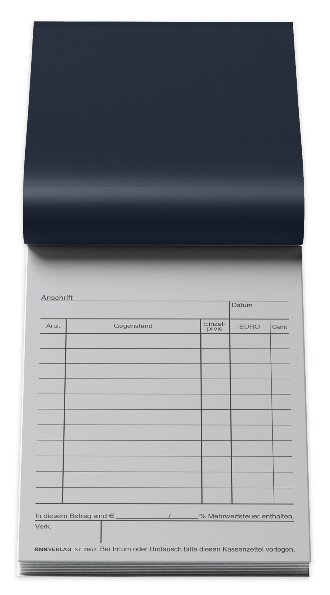 10 Kassenblöcke - ohne Nummerierung, oben geheftet