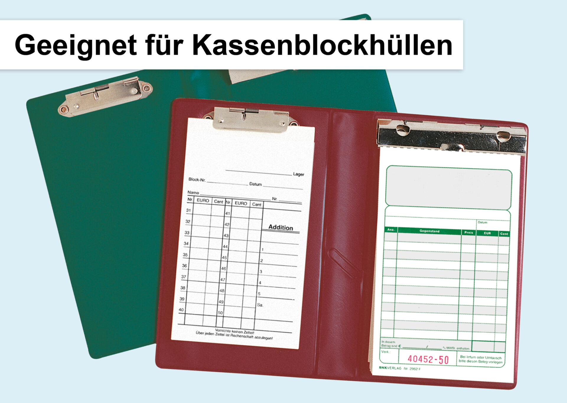 10 Kassenblöcke - mit Nummerierung, zweifarbig, oben geheftet – Bild 4