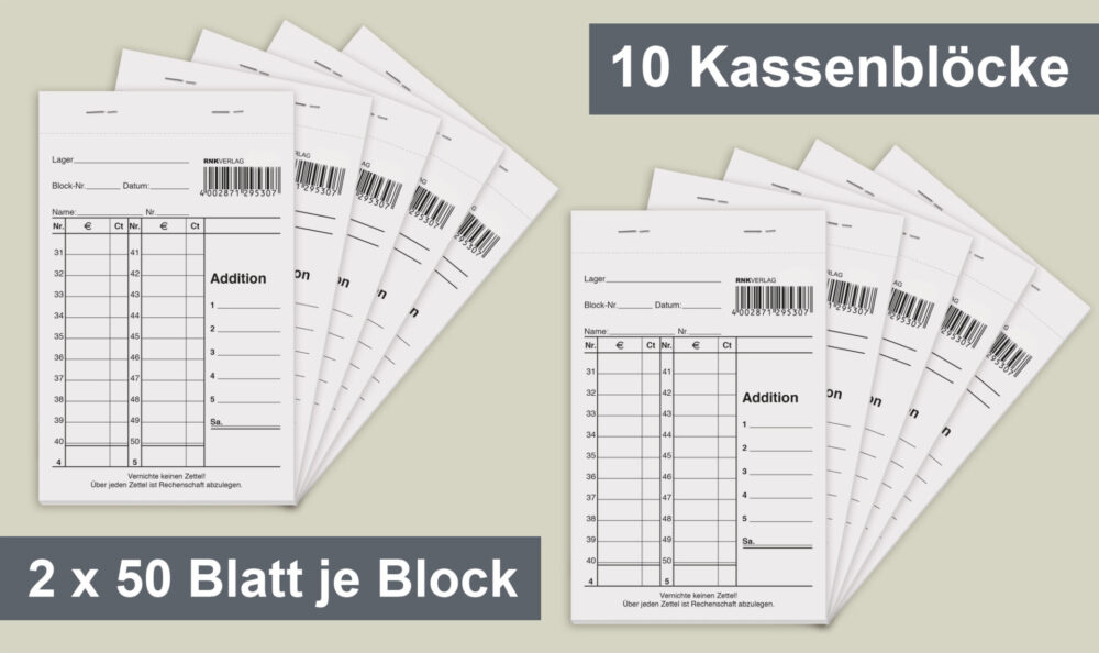 10 Kassenblöcke - mit Nummerierung, unten geheftet – Bild 4