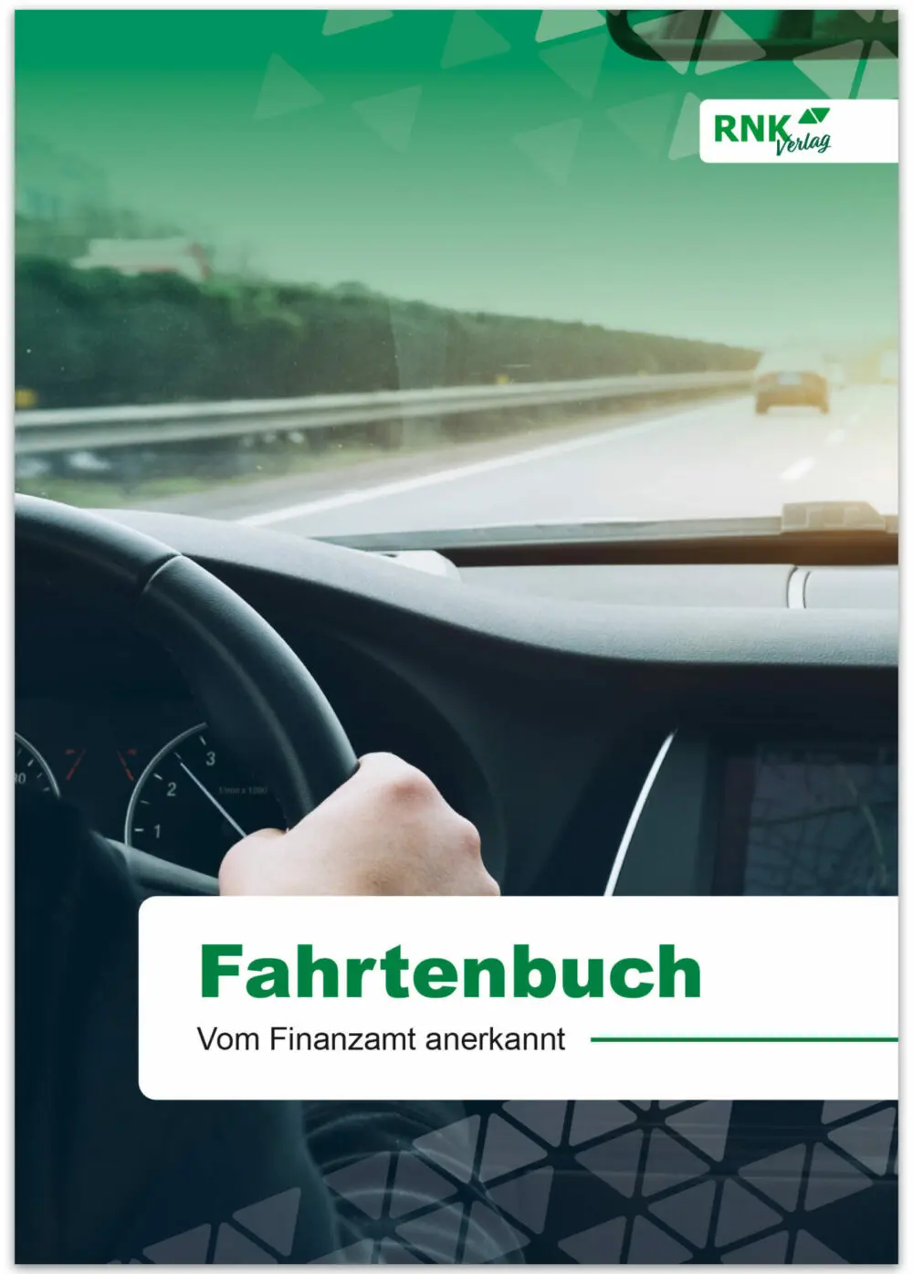 Vorderseite Fahrtenbuch Umschlag mit Person die Auto fährt