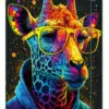 Zeichenmappe mit Motiv Neon DIN A3 mit einer bunten Giraffe