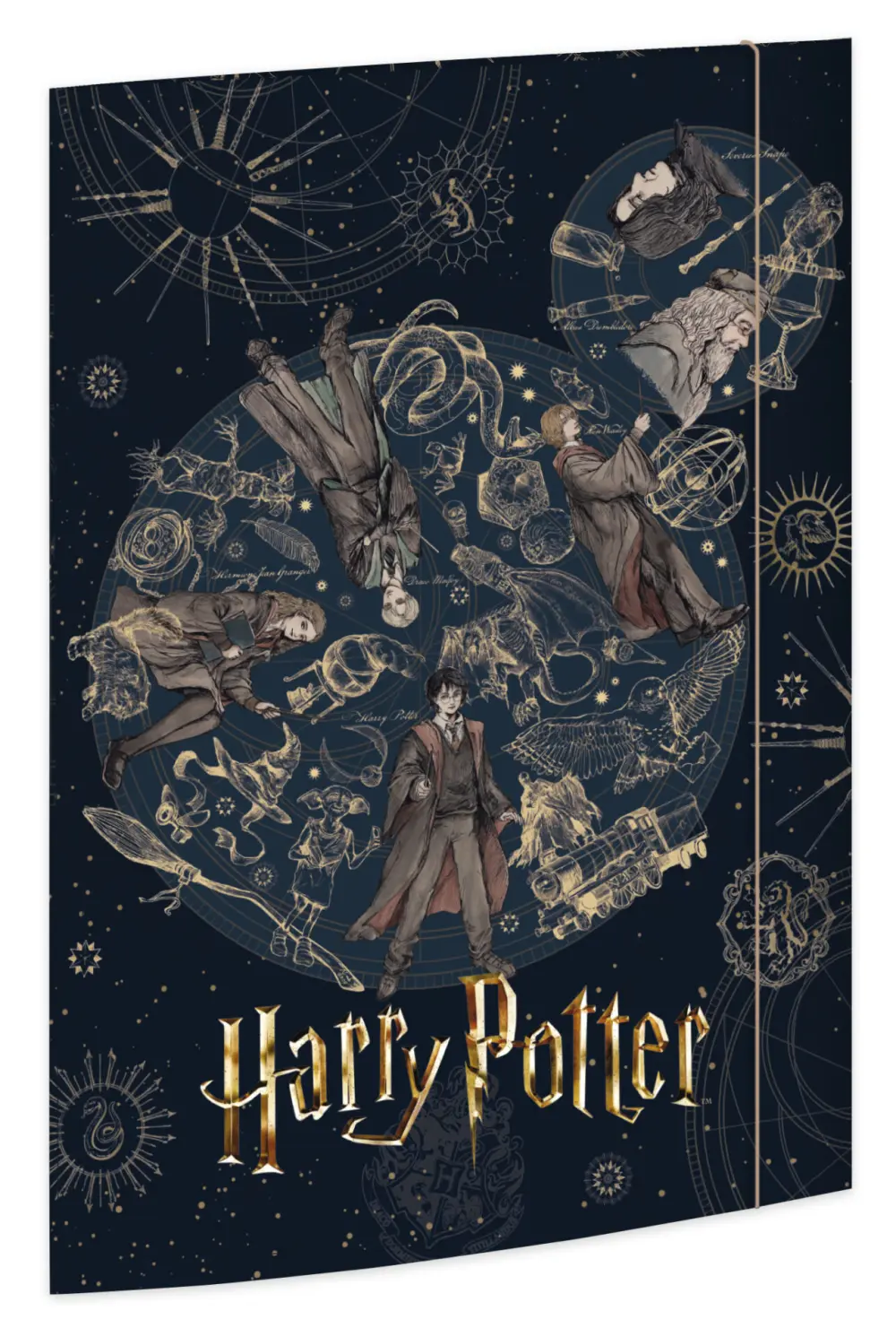 Vorderseite der Zeichenmappe Harry Potter in DIN A3 mit zauberhaften Elementen