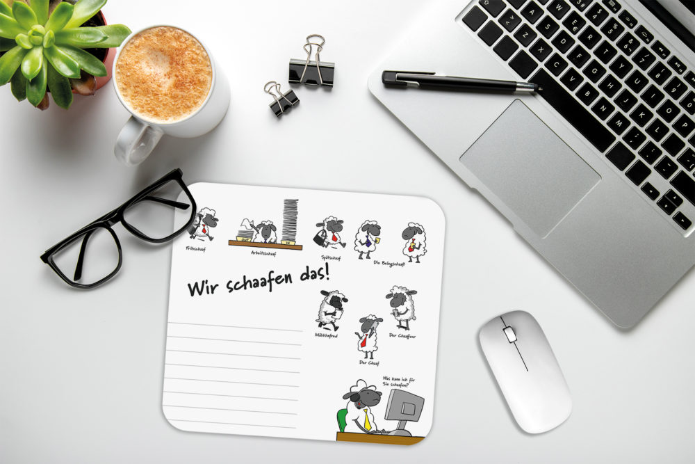 Mini-Schreibunterlage / Mousepad - Block "Wir schaafen das!" – Bild 4