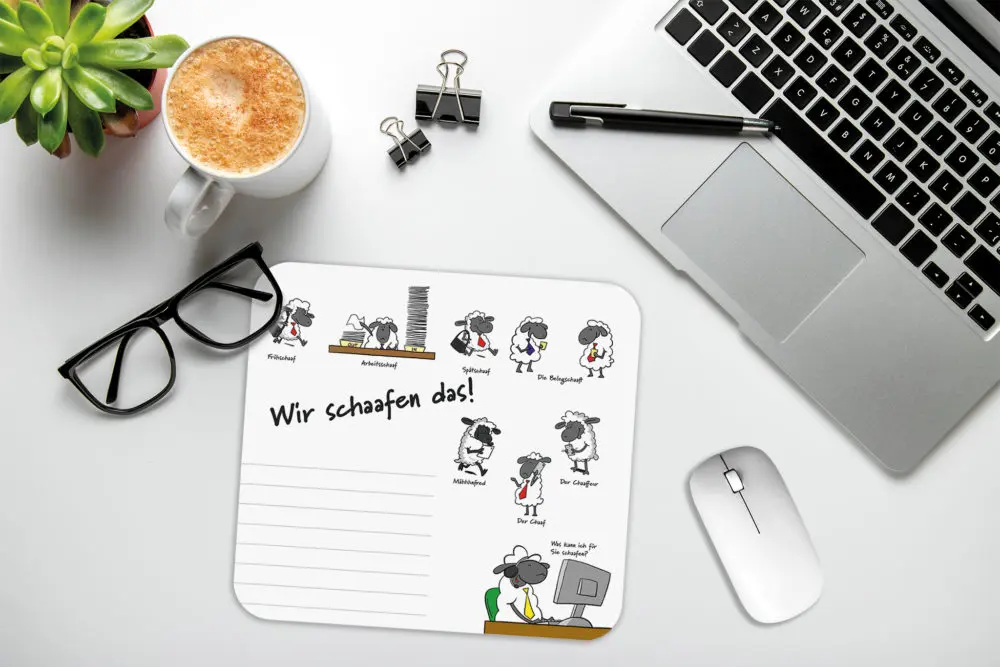 Mini-Schreibunterlage / Mousepad - Block "Wir schaafen das!" – Bild 4