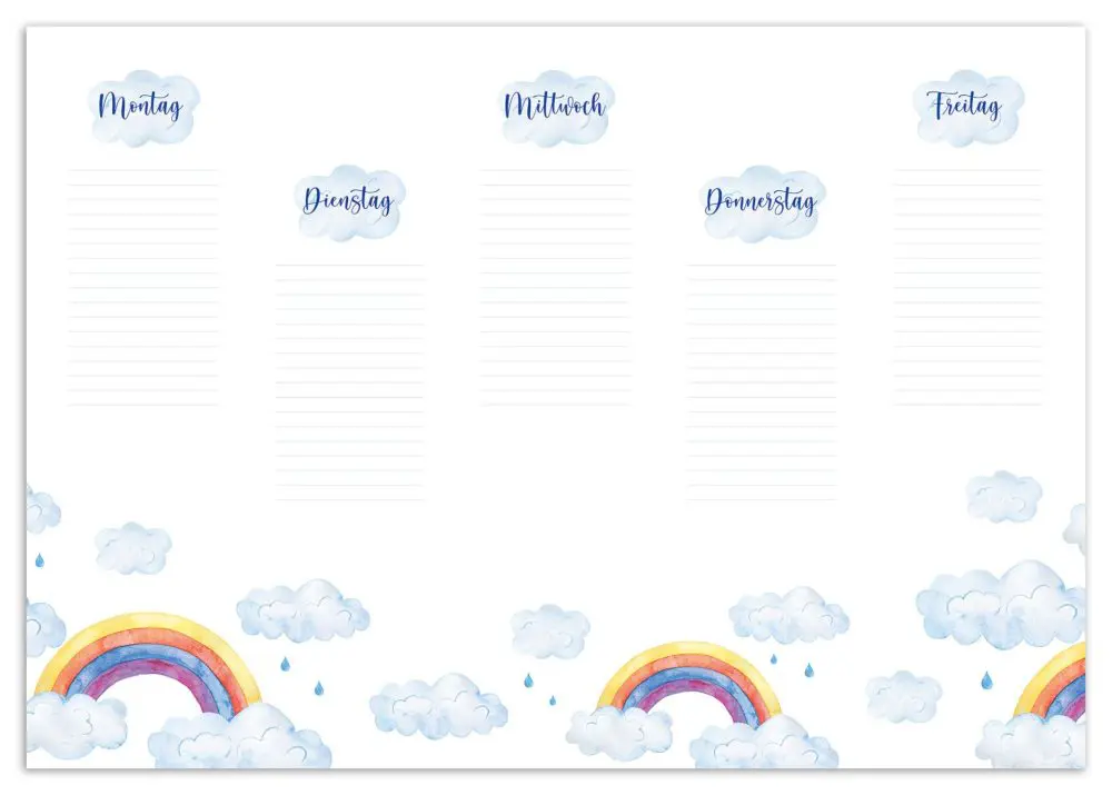 Notiz-Schreibunterlage "Rainbow - blanko" 25 Blatt 600 x 420 mm