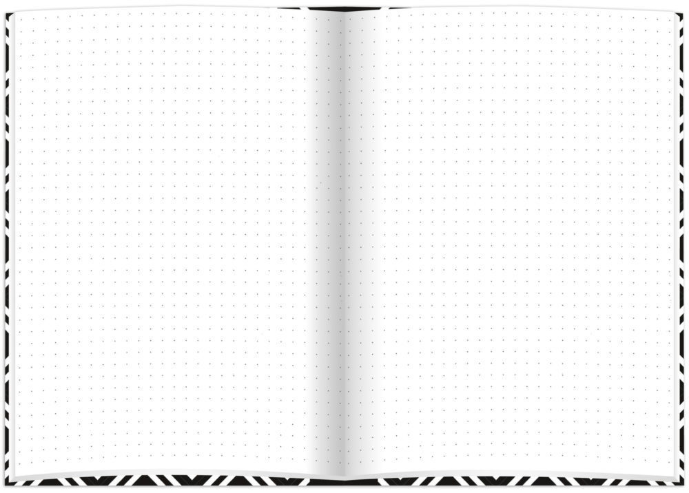 Notizbuch "black & white Collier" aufgeklappt Lineatur: dotted