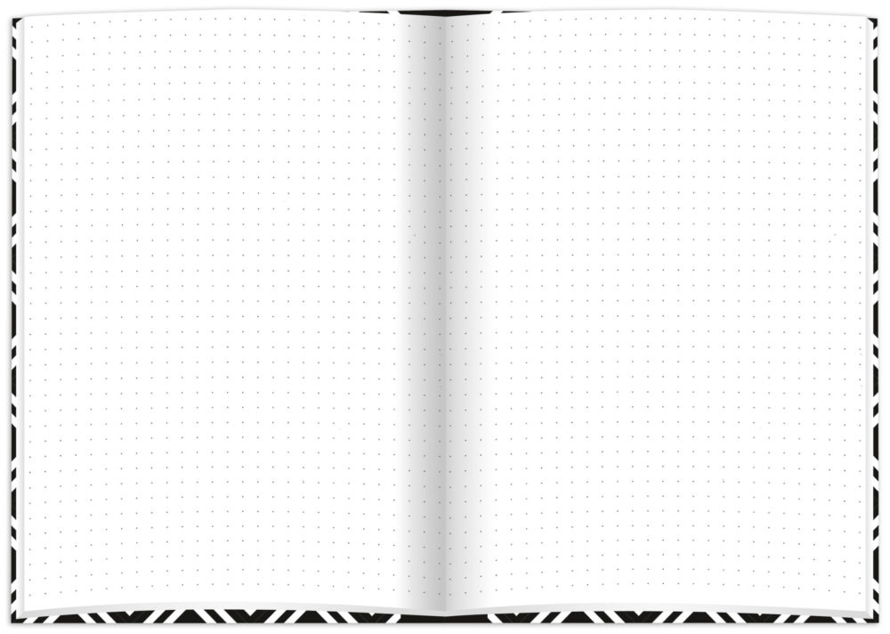 Notizbuch "black & white Stars" aufgeklappt Lineatur: dotted