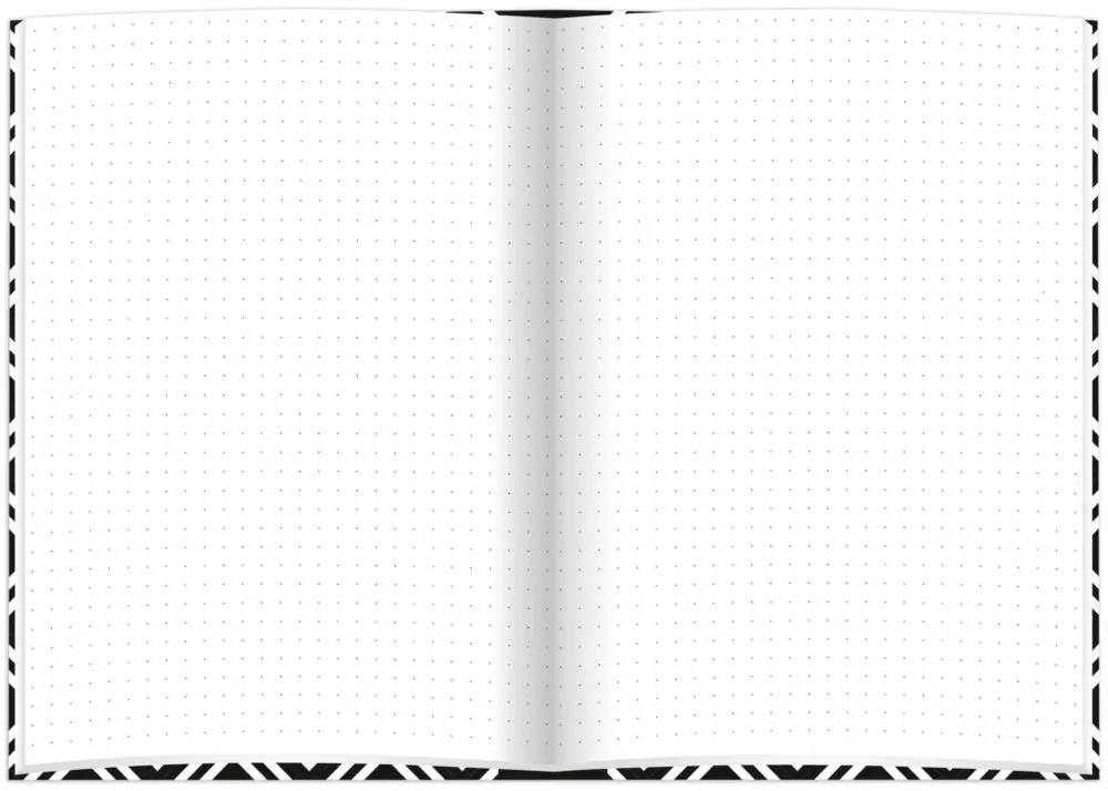 Notizbuch "black & white Flowers" aufgeklappt Lineatur: dotted