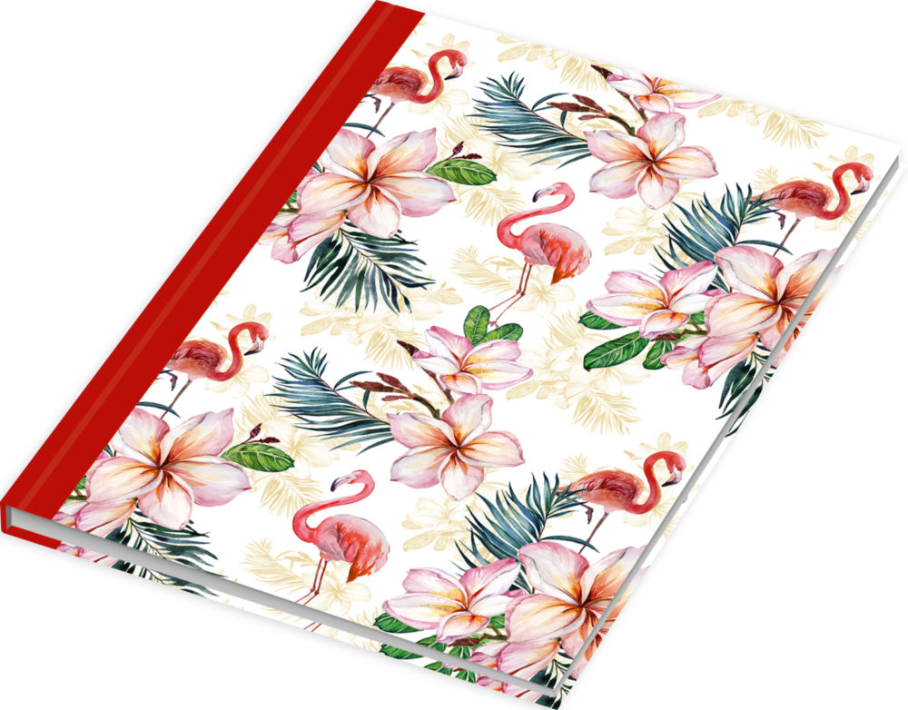 Notizbuch "Flamingo rot" seitliche Ansicht