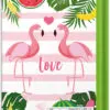 Notizbuch "Flamingo grün" Rückseite mit zwei Flamingos