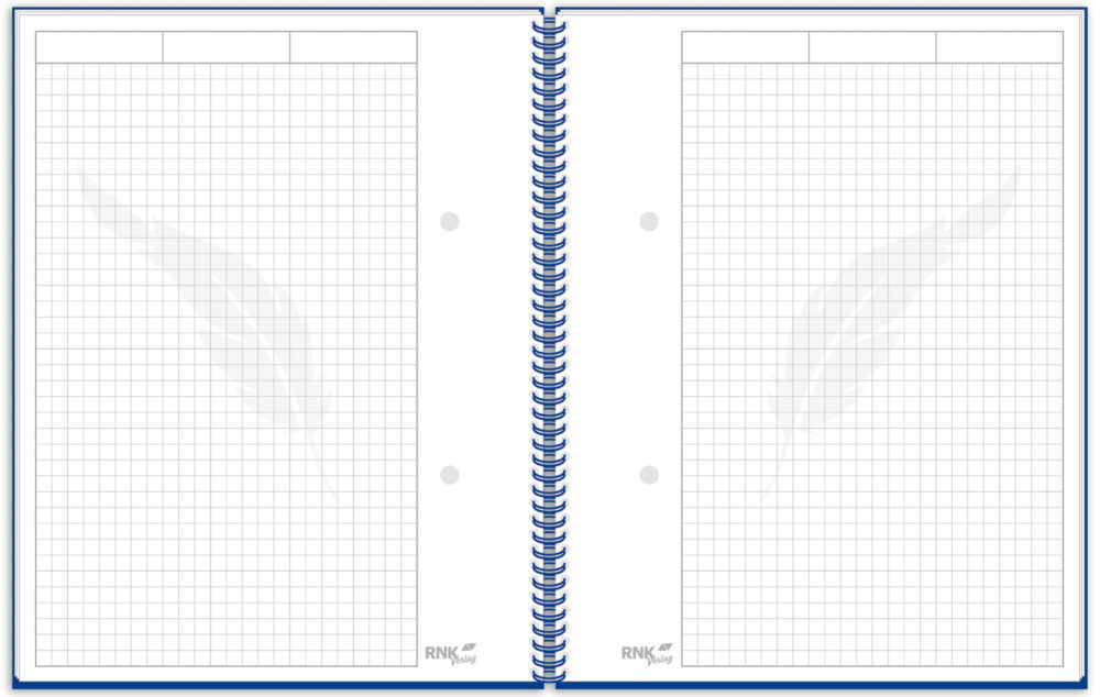 Spiral Notizbuch "Business blau" aufgeklappt Lineatur: kariert