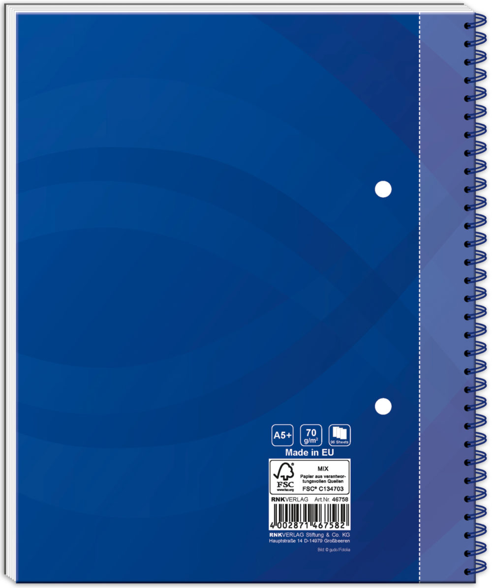 Spiral Notizbuch "Business blau" Rückseite