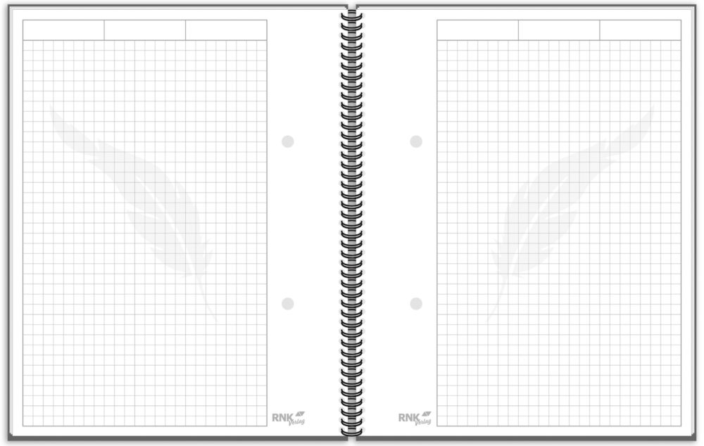 Spiral Notizbuch "notes carbon black" aufgeklappt Lineatur kariert