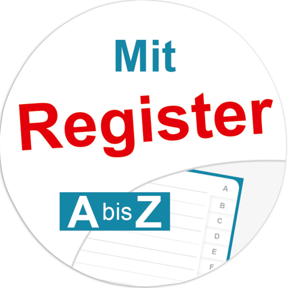 Button mit Aufschrift Register A bis Z