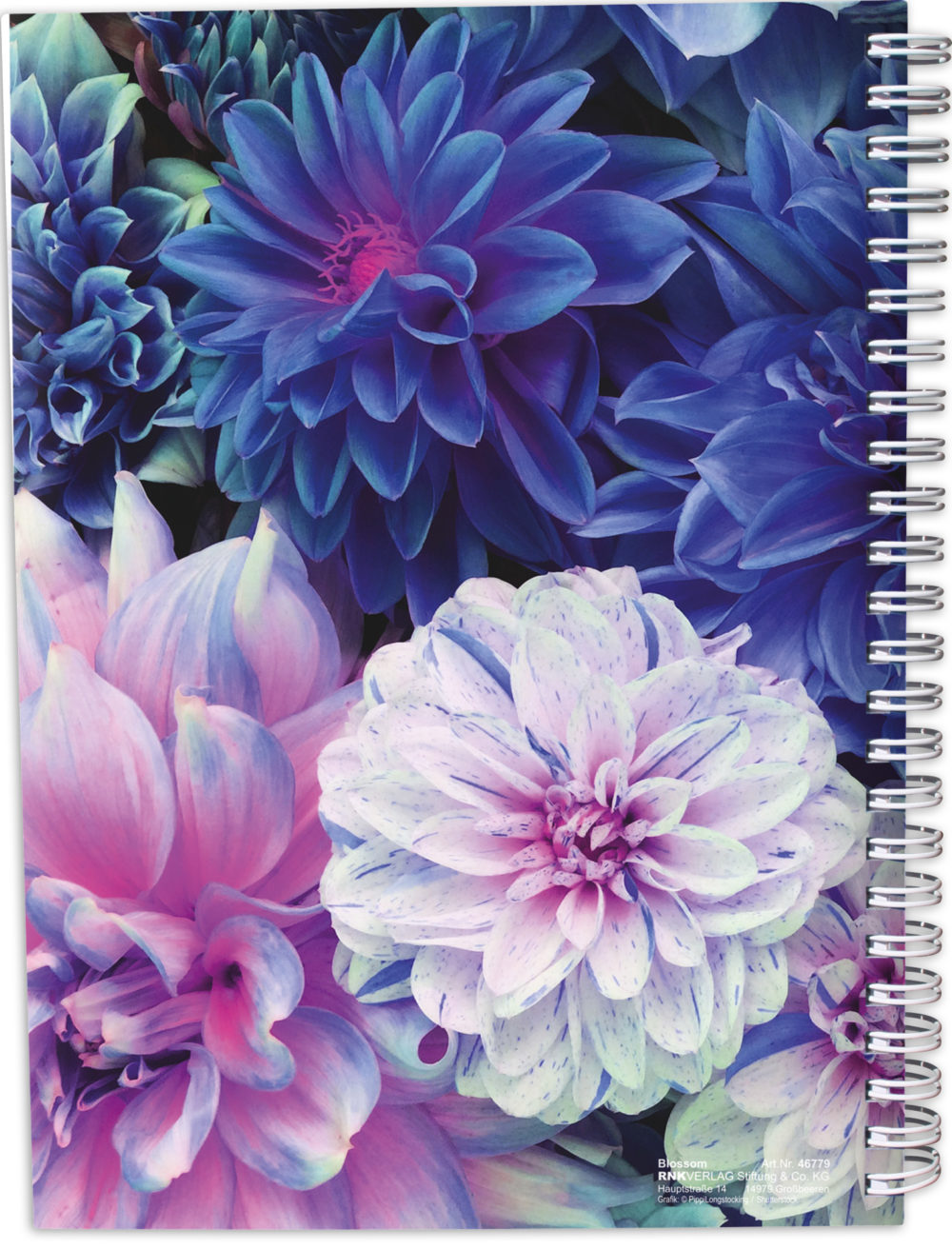 Notizbuch mit Register A-Z "Blossom" Rückseite mit Blumenmuster