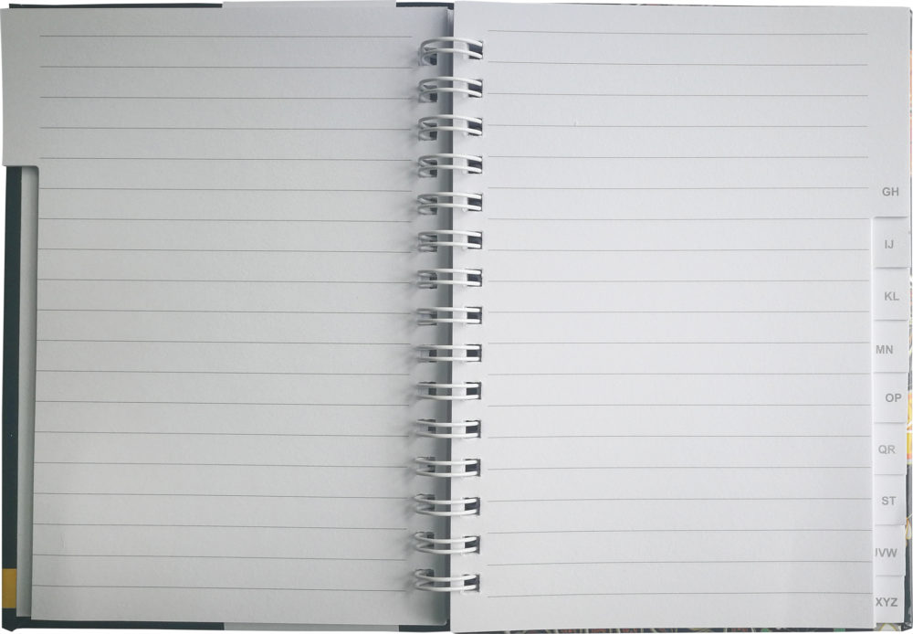 Notizbuch mit Register A-Z "Orient Flowers aufgeklappt