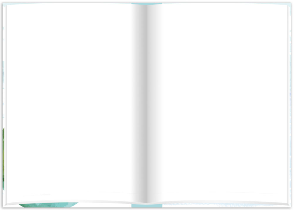 Notizbuch "Planet" aufgeklappt und innen blanko