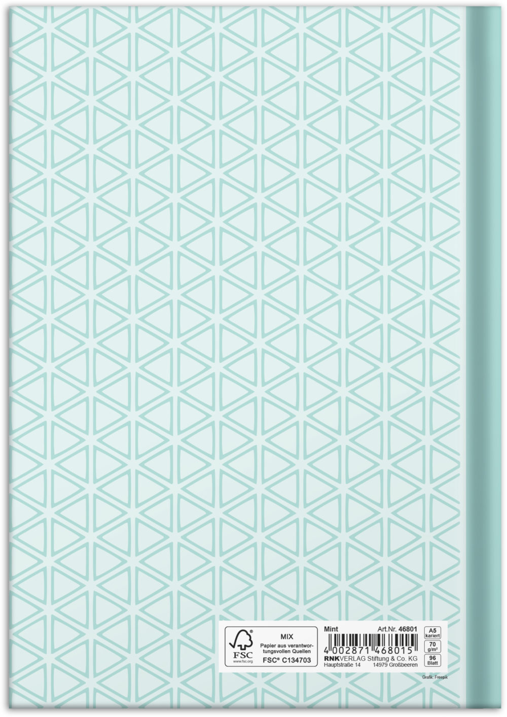 Notizbuch "Mint" Rückseite mit Muster