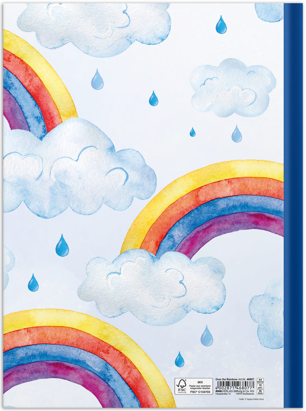 Regenbogen-Notizbuch Rückseite