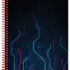 Cover Spiral-Notizbuch mit grafischen Netzwerkverbindungen drauf