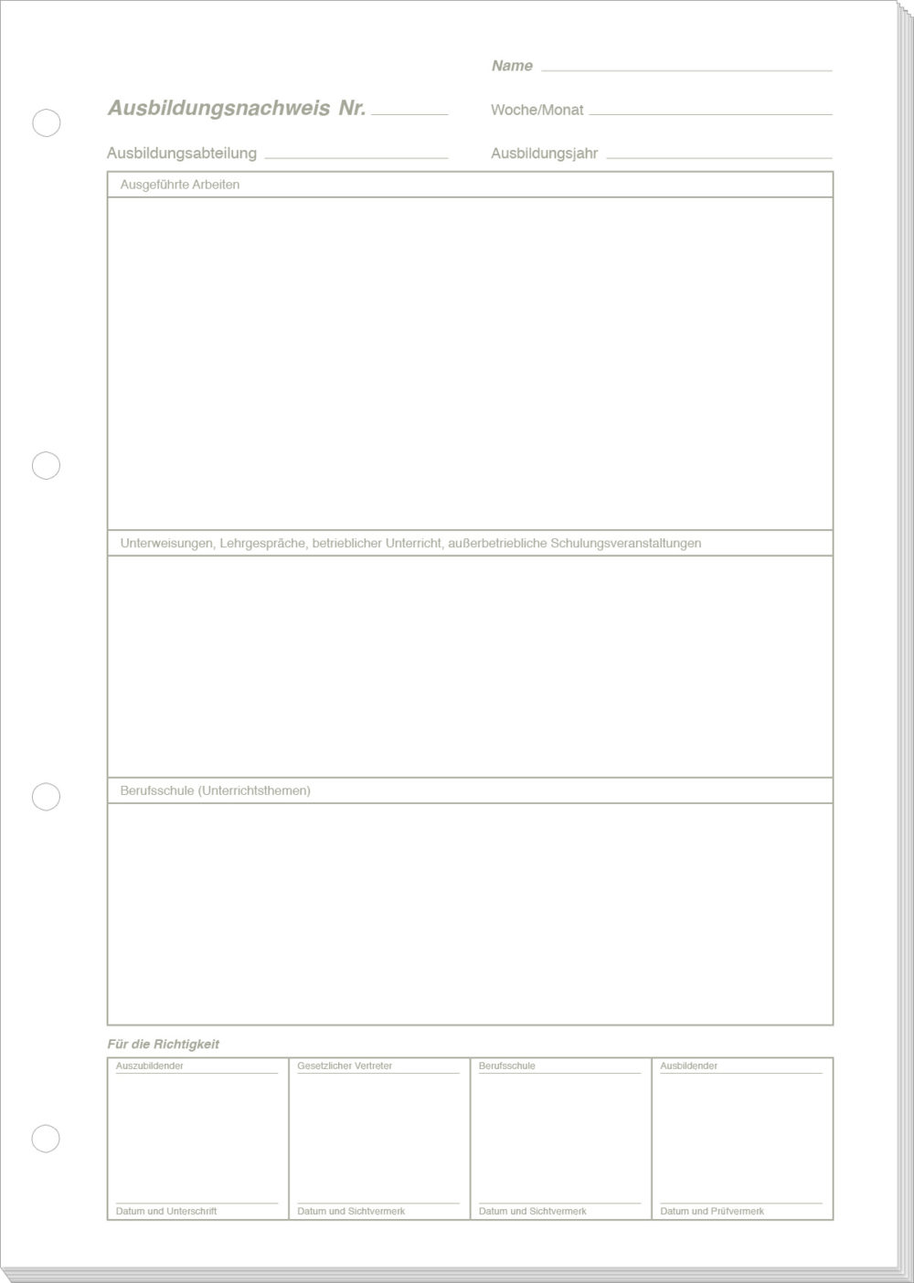 Ausbildungsnachweisheft wöchentlich/ monatlich