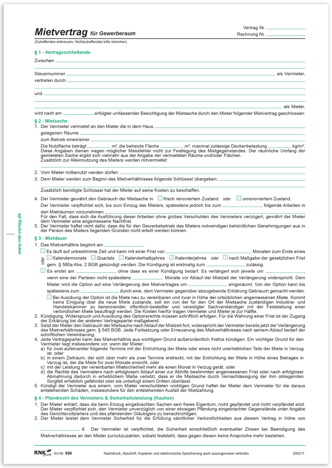 Mietvertrag f r gewerber ume rnk verlag