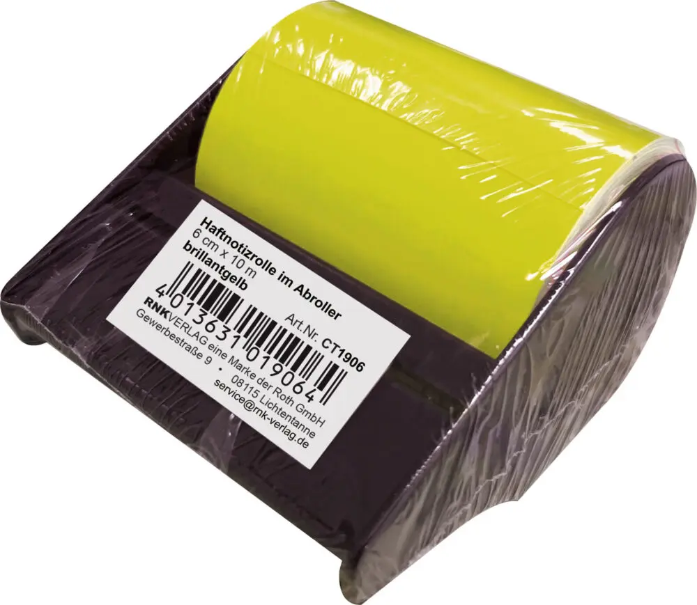 Haftnotizrolle Abbildung der Verpackung mit Herstellerdaten