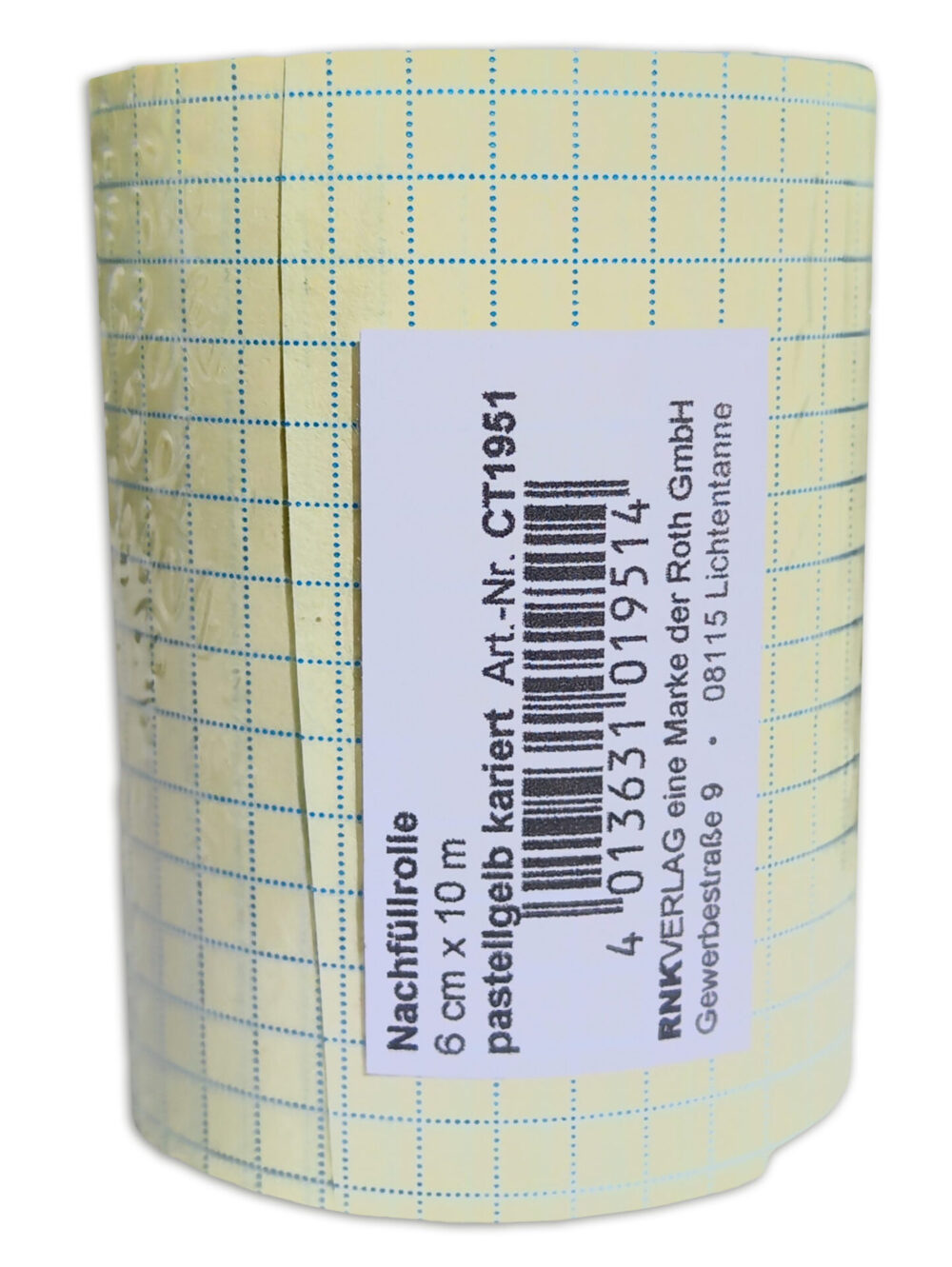 Nachfüllrolle Haftnotizen für Abroller 60 mm breit,  pastellgelb kariert – Bild 2